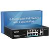 VIMIN Switch Poe Gigabit a 8 Porte con 2 Porta di Collegamento Gigabit, Switch Ethernet Poe Non Gestito a 10 Porte con Alimentazione di 120W, Supporto IEEE802.3af/at, VLAN, Involucro in Metallo