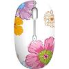 Uiosmuph M101 Mouse Senza Fili Wireless 2.4 G Cute Silenzioso Ottico Mouse da Viaggio con Ricevitore USB per Notebook/Computer/laptop/PC/MacBook, DPI 1600(Flower)