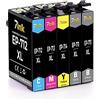 7INK - Toner Premium per Epson Stylus, 5 cartucce d'inchiostro, nero × 2, ciano × 1, magenta × 1, giallo × 1, capacità totale 95 ml, ricambio per T0711/T0891