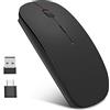 EasyULT Mouse Wireless Ricaricabile, Ergonomic Mouse Senza Fili 2,4G con Nano Ricevitore, 1600DPI Mouse USB Portatile da Ottico, Ideale per Notebook, PC, Laptop, Computer, MacBook(Nero)