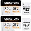 Gigastone [10x Alta Resistenza] Gigastone MLC Micro SD 32 GB, Set da 2, 10x High Endurance, per Telecamera Sorveglianza, Gopro, Dashcam, Lettura fino a 95 MB/s. Per video 4K, U3 V30 C10 + Adattatore SD