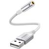 MOSWAG Adattatore audio jack per cuffie da USB a 3,5 mm da 20 cm, supporto per cuffie da USB a 3,5 poli TRRS a 4 poli, scheda audio stereo esterna per PC, laptop, PS4, Mac ecc.