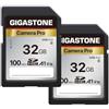 Gigastone Scheda di memoria SDHC da 32 GB, fotocamera Pro seriale, confezione da 2 schede, velocità fino a 100 MB/s. Compatibile con fotocamera Canon Nikon Sony Videocamera A1 U1 V10 UHS-I Classe 10