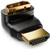 deleyCON Adattatore HDMI Angolato 90° Gradi - Connettore HDMI a Porta HDMI - Contatti Placcati in Oro - 3D 1080p FULL HD - Nero