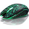 Uiosmuph K6 Mouse Gaming Computer Senza Fili, Ottica USB Silenziosa Mouse Ricaricabile Wireless, Auto Sleeping, per Mac/Laptop/PC/Notebook Nero (luce verde)