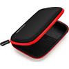deleyCON Borsa del Disco Rigido Custodia HDD - Per Dischi Rigidi da 2,5 Pollici e SSD - Robusto e Antiurto - 2 Scomparti Interni con Tasche a Rete - Rosso