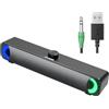 HPYLIF·H Altoparlante USB, soundbar per PC HPYLIF H, altoparlante da gioco per computer con audio stereo surround, luce RGB colorata, soundbar cablata per notebook, PC, laptop, desktop - plug and play