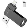 Vackiit MFi Certified Chiavetta USB 3.0 256 GB per iPhone, Lightning Pen Drive Penna Esterna USB C di Memoria Backup 3 in 1, per iPad, Android, Mac, PC