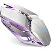 Uiosmuph T12 Mouse Gaming, 2.4G LED Mouse Senza Fili con Ricevitore Nano Mouse da Gioco Wireless per Windows 10/8/7/XP/Vista/PC (Argento)