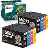 KINGJET 1500XL Cartucce Compatibile con Canon PGI-1500 PGI-1500XL 1500XL per Stampanti Canon Maxify MB2350 MB2750 MB2150 MB2755 MB2155 MB2050 MB2300 (2 Nero, 2 Ciano, 2 Magenta, 2 Giallo)