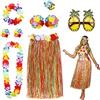 PHOGARY 8PCS Gonna Hula Kit di Accessori per Costumi per Hawaii Luau Party - Ballando Hula con Fiore Bikini Top, Lei Hawaiana, Molletta, Occhiali da Sole (Colorato)