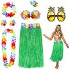 PHOGARY 8PCS Gonna Hula Kit di Accessori per Costumi per Hawaii Luau Party - Ballando Hula con Fiore Bikini Top, Lei Hawaiana, Molletta, Occhiali da Sole (Verde)