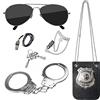 Hifot 5 Pezzi Polizia Costume Accessori Set Police Manette Distintivo Polizia Occhiali da Sole per Bambini Halloween Carnevale Festa Costume Giochi di Ruolo