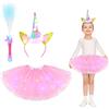 ACWOO Costume da unicorno per bambina - gonna tutù con fascia e barra luminosa - costume principessa per feste, Halloween, compleanno, carnevale, balletto e ballo