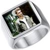 U7 Anello da Uomo Foto personalizzato Anello Uomo Quadrato in Acciaio inossidabile con Foto Regalo Personalizzato per il Marito Papà per il Compleanno di Natale