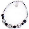 VENEZIA CLASSICA - Collana da Donna girocollo con perle in Vetro di Murano Originale, Collezione Aida, perle in vetro con foglia in argento e venature nere, Made in Italy certificato