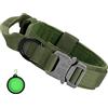 Faankiton Collare Tattico per Cani con Maniglia di Comando，Collare Militare per Cani Regolabile con Fibbia in Metallo，Collare per Cane in Nylon con Una Ciotola per Cani Pieghevole (M, Verde)
