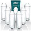 Sillar Set da 6x Filtro Acqua per Macchine da Caffè Delonghi DLSC002, SER3017 & 5513292811 - Compatibile con le Serie ECAM, ESAM, ETAM | Adatto a Dinamica, PimaDonna | Cartucce a Carbone Attivo