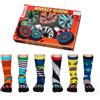 United Oddsocks 6 Mix & Match Wheely Good Socks For Boys, UK 12-5.5 (EUR 30.5-38.5), Novità, Divertente regalo Crew Socks, Multicolore, 3