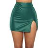 Maeau - Gonna in Pelle Donna Sexy Split Minigonna Gonna Corta Elegante Vita Alta PU Gonna A Tubino Slim per Party Clubwear - XL - Verde