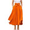Geagodelia Gonna a Pieghe a Vita Alta Maxi Gonna Lunga da Donna A-Line Elegante Irregolare Vintage Retro （Arancione XXL）