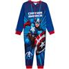 Marvel Captain America - Tutina per bambini, pigiama in pile, tutto in uno per bambini, pigiami da notte con cerniera, Blue, 2-3 Anni
