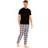 Style It Up Pigiama da uomo in tessuto 100% cotone, a maniche corte, con top morbido a quadri, set da 2 pezzi, XL