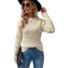 Niwicee Maglione da Donna Girocollo Maniche Lunghe Donna Elegante Casual Maglione Caldo Maglione Lavorato a Maglia Maglione Autunno Inverno Pullover Casual Knitted Bluse-C-Beige-L