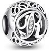 NINGAN 925 Charms dell'alfabeto in argento sterling A-Z Donna Bracciale Collana Ciondolo, Regalo di compleanno per la famiglia e gli amici