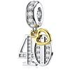 DALARAN - Charm in argento sterling placcato oro per bracciali Pandora, 16/18/21/30/40/50/60 anni di amore, per compleanno e Argento, colore: 40°, cod. 94H39V21C10QM
