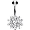 PIERCINGLINE Piercing da ombelico in titanio | fiore in argento 925 | piercing a banana | colori assortiti, 13x13 mm, titanio (grado 23)/argento 925
