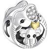 NINGAN Regali per la mamma mamma e Baby Elephant Charm si adatta Women Charms Bracciale, 925 Sterling Silver Love Heart Charm - Festa della mamma compleanno gioielli regalo per le donne