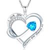 Emma Manor EM Collana Con Ciondolo Cuore D'amore per Donna Placcato Oro Bianco 18k 5A Cubic Zirconia Inciso Ti amo Gioielli Regalo per Ragazze Moglie (Mare Blu)