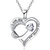 Emma Manor EM Collana Con Ciondolo Cuore D'amore per Donna Placcato Oro Bianco 18k 5A Cubic Zirconia Inciso Ti amo Gioielli Regalo per Ragazze Moglie (Chiaro)
