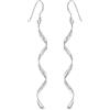Tuscany Silver Orecchini pendenti spirale piatta lunga in argento sterling per donna