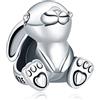 Annmors Donna Ciondolo Nini il Coniglio Argento 925 Colgantes con Zirconia cubica per Charm Bracciale