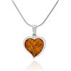 AMBEDORA Collana da donna in argento Sterling con finitura argento lucido, con protezione a forma di cuore, ambra baltica, ciondolo a forma di ambrato, taglia M, su una catena, pronta per un regalo,