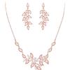 Clearine Foglia Cluster Sposa Set di Gioielli Rosa Oro Placcato Trasparente Zirconia cubica Ciondolo Collana Goccia Orecchini per Party