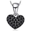 JewelryPalace 0.14ct Collana Cuore Donna Argento 925 con Naturale Spinello Nero, Collana Ciondolo Pietra a Taglio Rotondo con Catena 45cm, Collane Pendenti Lunghe Anniversario Set Gioielli Donna