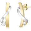 Carissima Orecchini con Zirconi Cubici a Due Bande in Oro Giallo e Bianco 9 ct per Donna