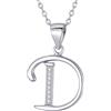 Morella Collana donna argento con ciondolo lettera D argento 925 rodinato con zirconi bianchi 45 cm