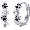 JFASHOP Orecchini a cerchio in argento Sterling 925, a forma di zampa di gatto, ipoallergenici, con zampa di cane, idea regalo per donne e ragazze, Argento sterling