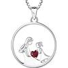 YL Collana Madre e Figlia 925 Argento tagliato Luglio Pietra portafortuna Rubino Collana con Ciondolo Regali per Donne Mamma, 45-48 CM
