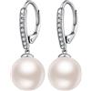 Miaofu Orecchini Donna Perle Argento 925 Pendenti Perle Bianche Orecchini
