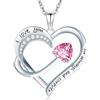 Emma Manor EM Collana Con Ciondolo Cuore D'amore per Donna Placcato Oro Bianco 18k 5A Cubic Zirconia Inciso Ti amo Gioielli Regalo per Ragazze Moglie (Rosa)