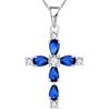 YL Collana Croce Argento 925 con Settembre Pietra portafortuna Spinello Blu Regali con ciondolo crocifisso per donne mamma, 45-48 CM