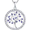 YL Collana Albero Della Vita Argento 925 Pendente Gioielli con Zirconia Albero di Famiglia Idee Regalo per Donna,(Spinello Blu)