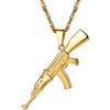 PROSTEEL Collana Pendente Uomo Ciondolo di Fucile M16A4 AK47 Uzi, Acciaio Inossidabile/Placcato Oro 18K, Catena Regolabile, Hip Hop Punk, Argento Nero Oro (Confezione Regalo)