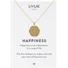 LUUK LIFESTYLE Collana filigrana con fiore della vita portafortuna Ciondolo in Acciaio Inossidabile e carta HAPPINESS, Gioielli Donna, Amicizia, Amore, Regali per Lei, Madre, Oro (50cm c.)