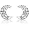 Diamond Treats Piccoli Orecchini Argento 925 a Forma di Luna, Orecchini Mezzaluna per Donne, Ragazze e Bambine, Eleganti Orecchini Donna Argento 925 con Pietre Zirconi